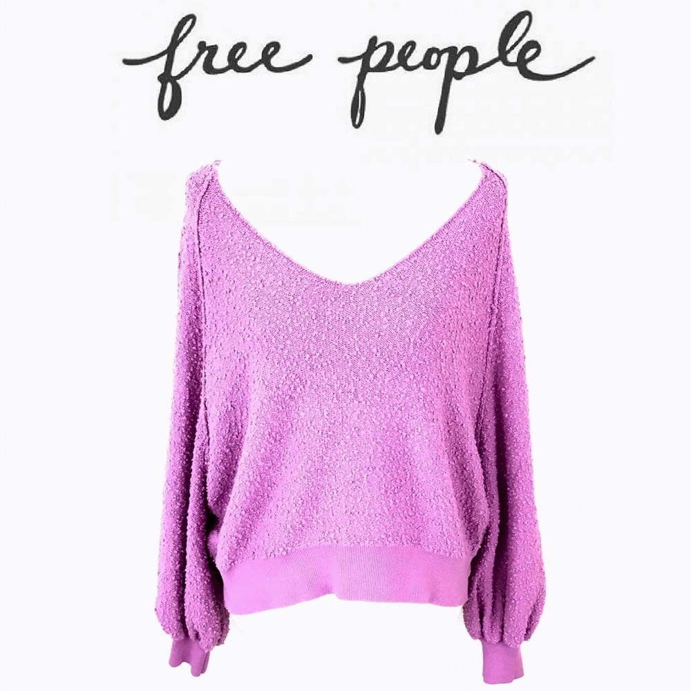 Free People Popcorn V Neck Sweater Size S